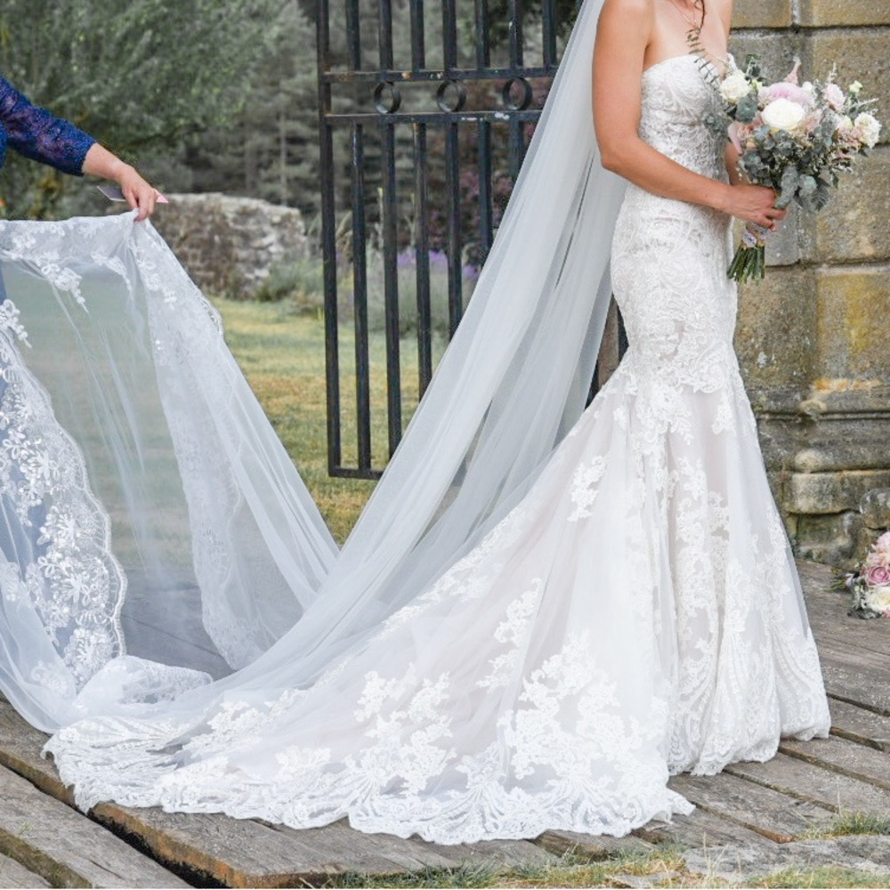 Authentic AF Couture mermaid wedding dress with cathedral train